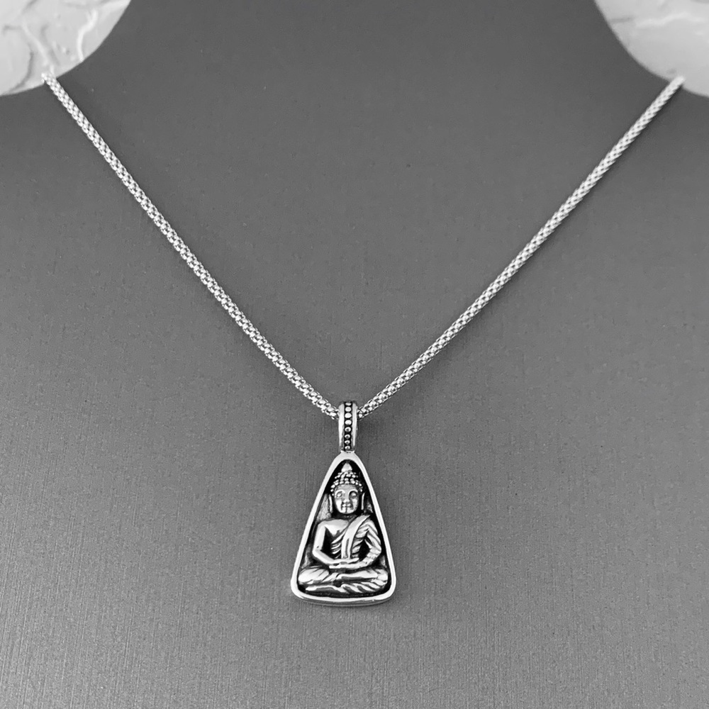 Sterling Silver Buddha Necklace, Silver Necklace